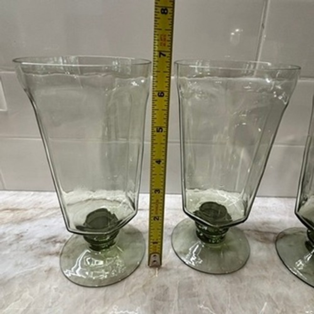 Vintage LENOX USA Green Stem Wine Glasses Set of 6 Two Styles Hand Blown Goblets - Picture 10 of 12